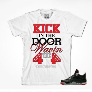 Jordan 4 bred Nike White Tee with Red and Black Graphic
SHIRT ONLY